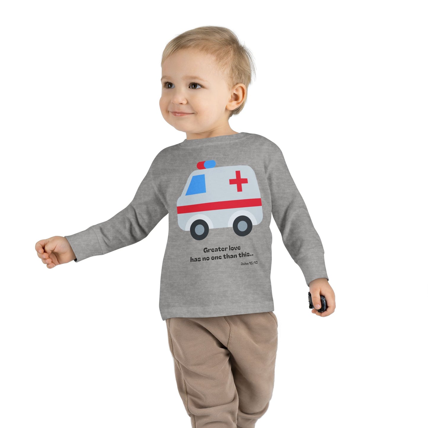 Christian Toddler Long Sleeve Tee — Ambulance Kids Shirt (John 15:13)