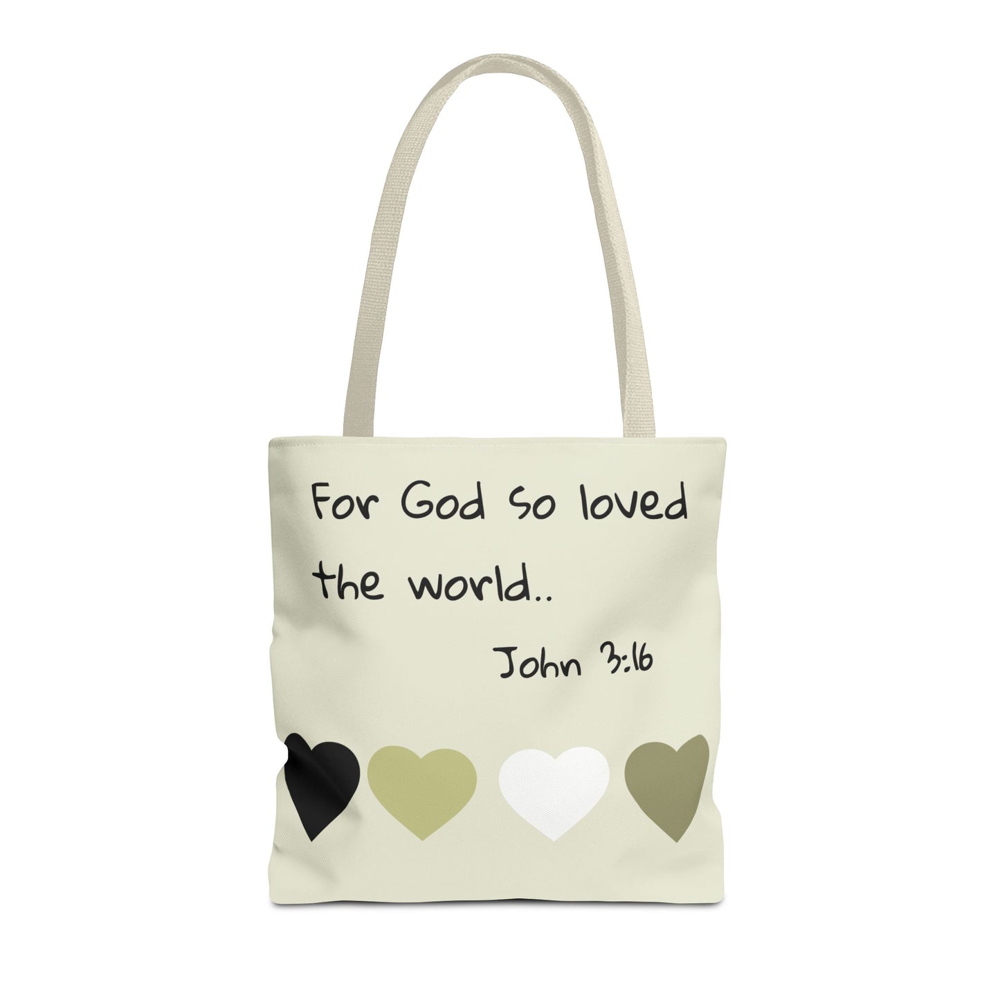 John 3:16 Scripture Tote Bag — "For God so loved the world" Religious Canvas Tote