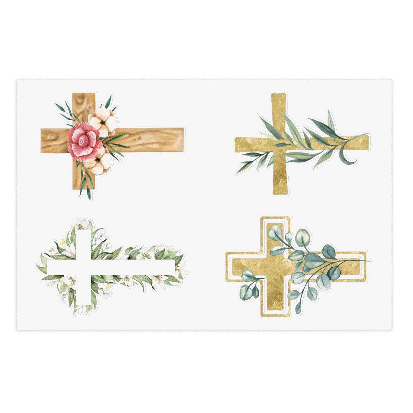 Christian Crosses Sticker Sheet — 4 Religious Faith Stickers