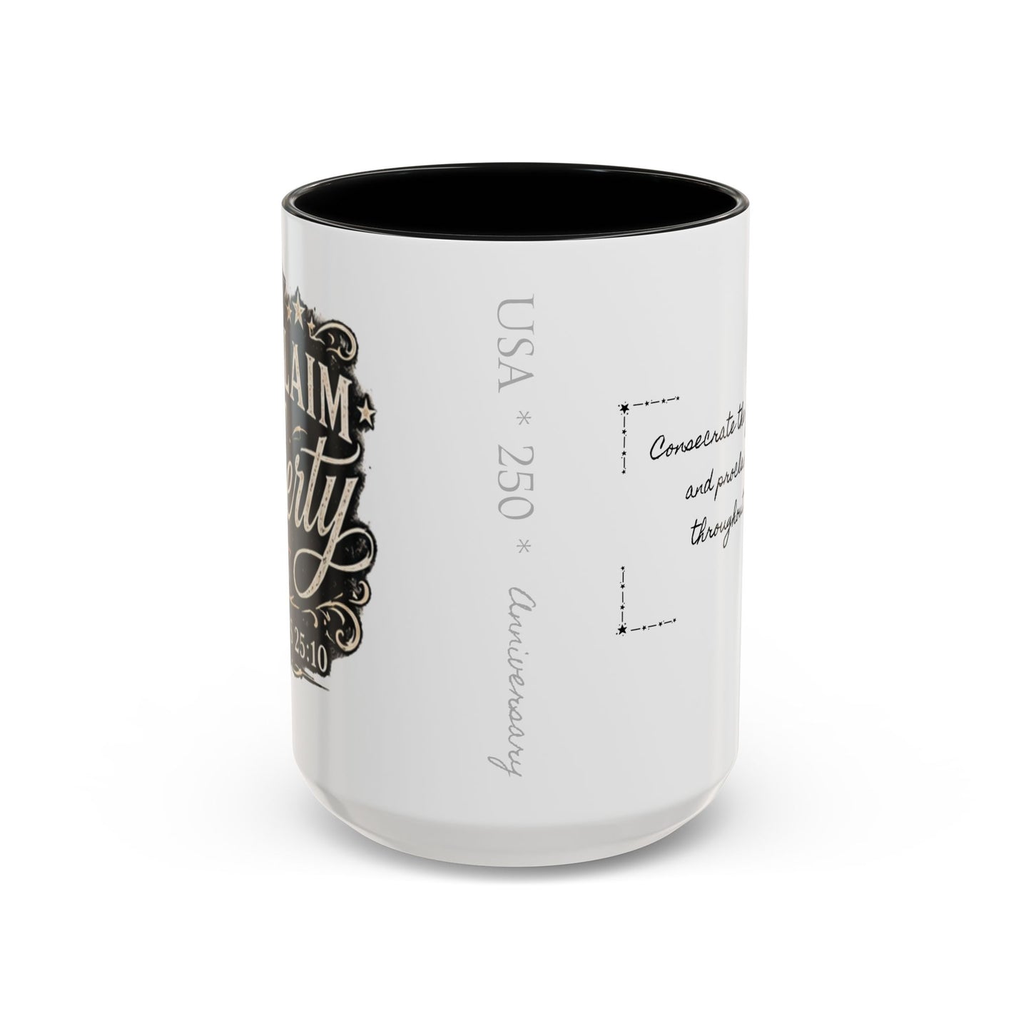 Accent Coffee Mug —  Scripture Patriotic 250th USA Anniversary (Leviticus 25:10)