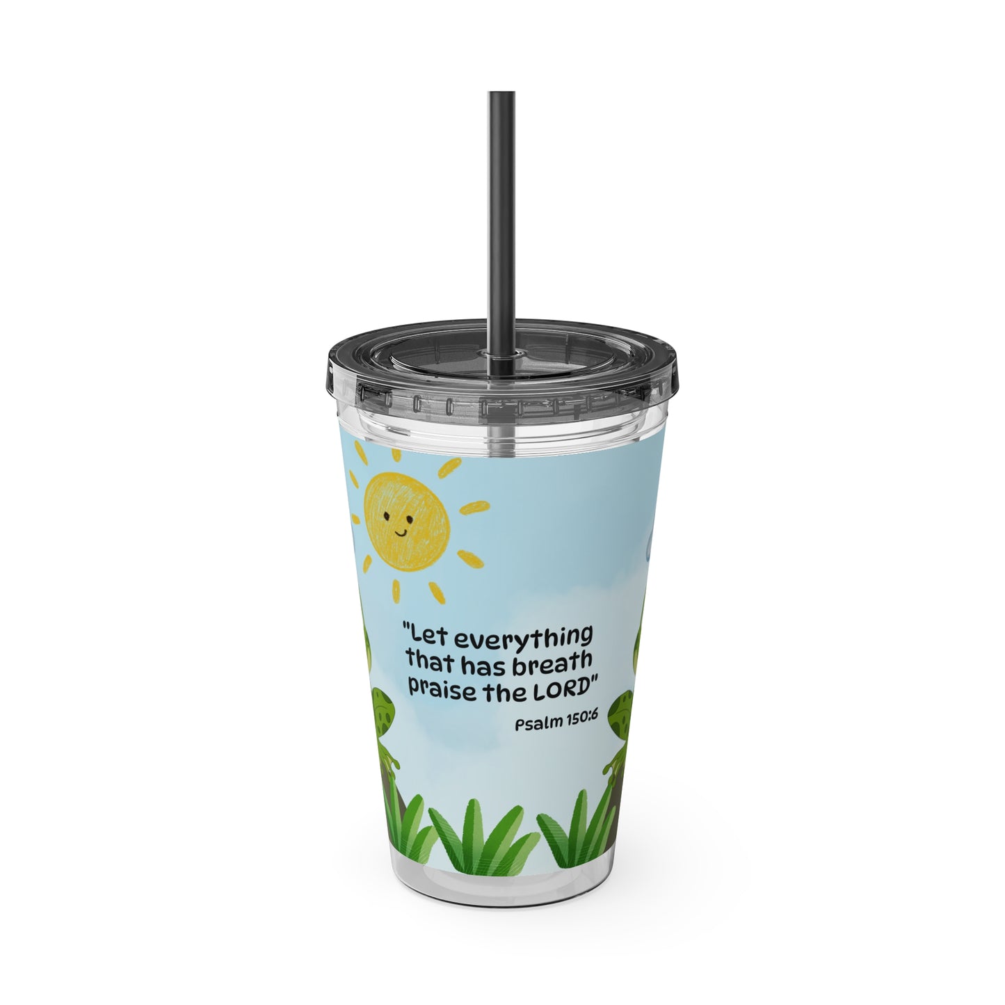 Frog 16oz Tumbler with Straw — Christian Cup (Psalm 150:6)