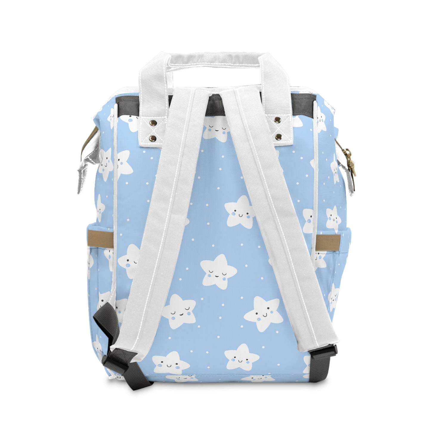 Cute Starry Baby Diaper Backpack – Light Blue Multifunctional Nappy Bag