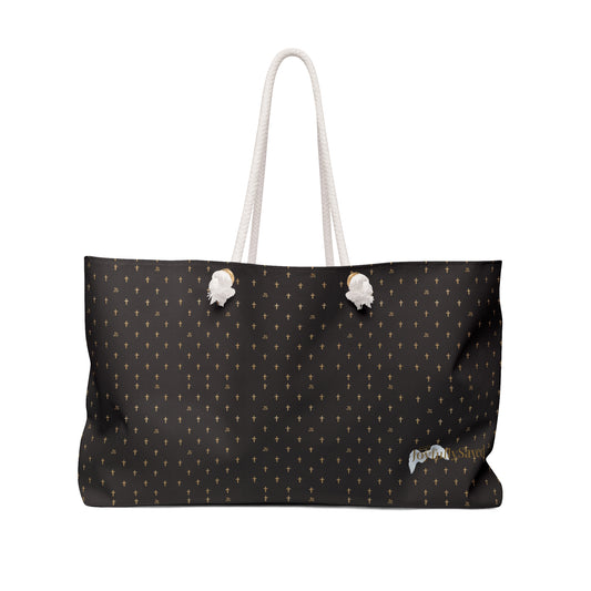 JOYFULLY SAVED Weekender Bag —Christian, Black colored Travel Tote
