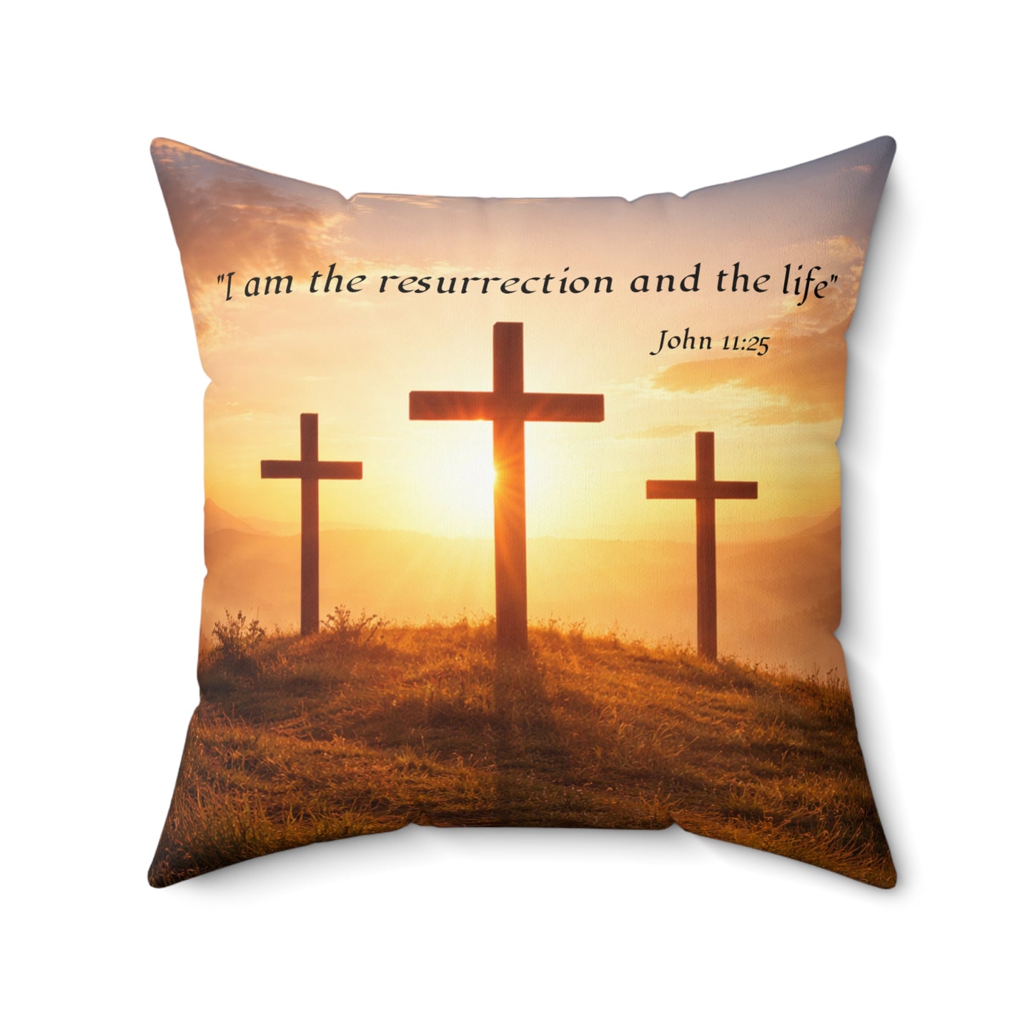 "I am the resurrection.." John 11:25 Decorative Pillow — Christian Throw Pillow