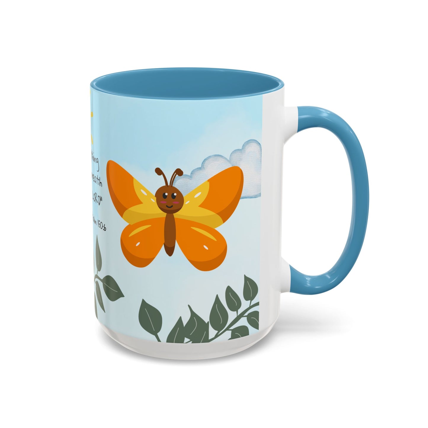 Butterfly Coffee Mug — Christian Ceramic Mug (Psalm 150:6)