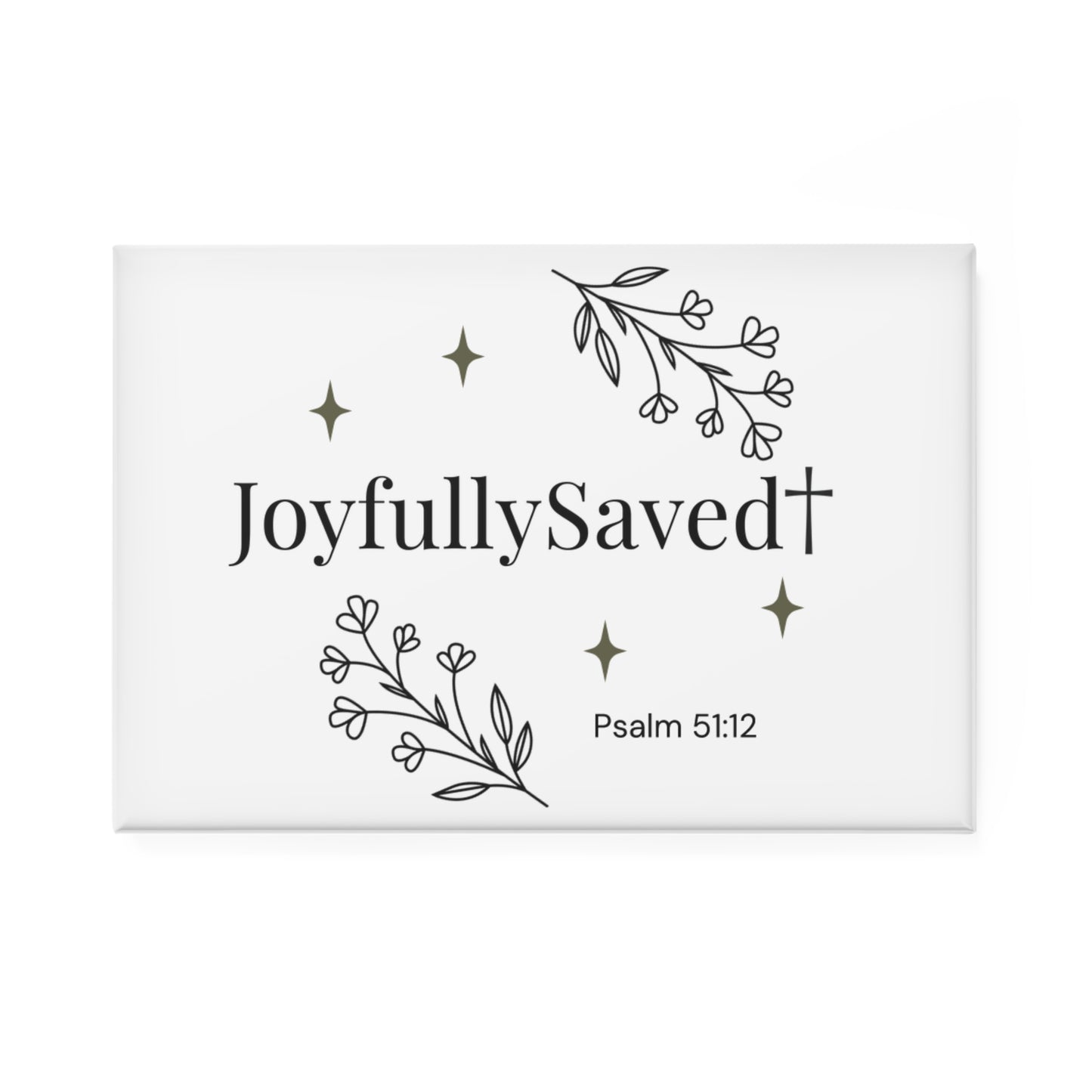 Psalm 51:12 Floral Rectangle Button Magnet — Joyfully Saved Logo