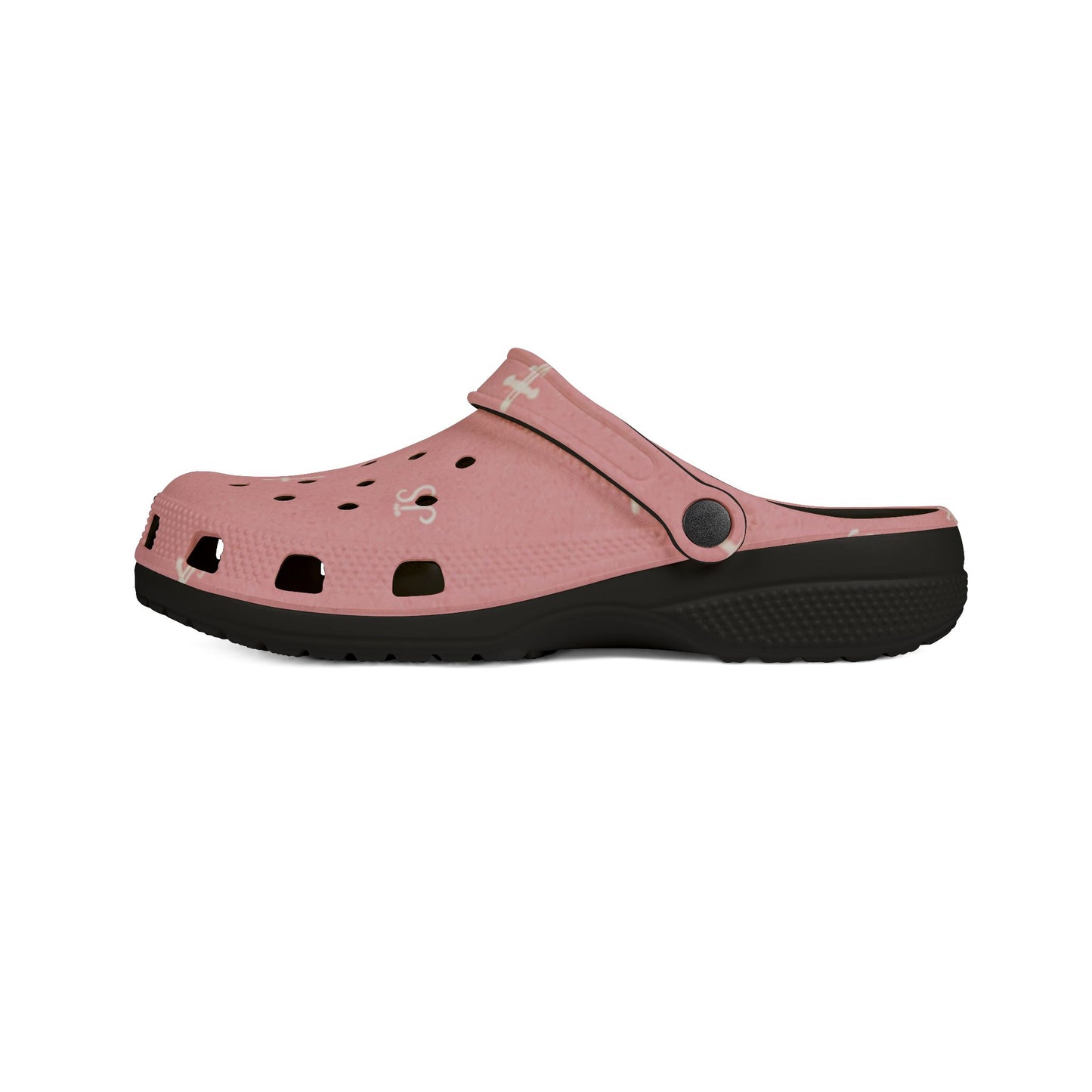 Adult EVA Foam Clogs with charms — Cream Cross Pattern Christian Slip-Ons