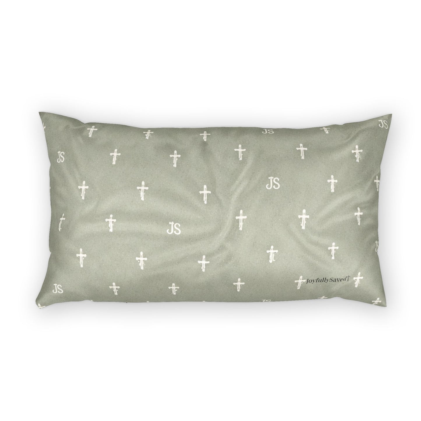 Cross Pattern Cotton Pillow Sham — Sage Green Christian Pillow Sham