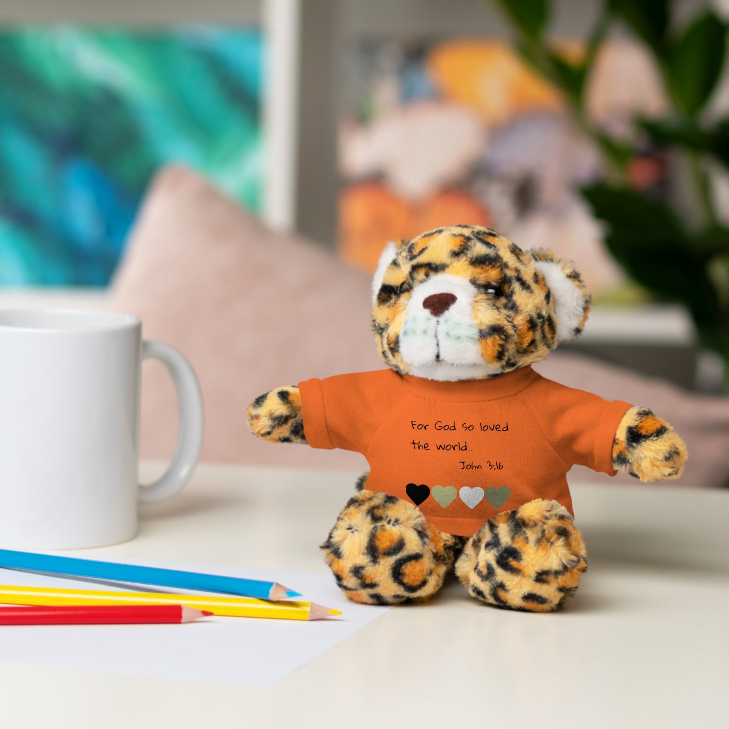 Christan Plush Toy, John 3:16  — Stuffed Animal with 'I Am a Child of God' T‑Shirt