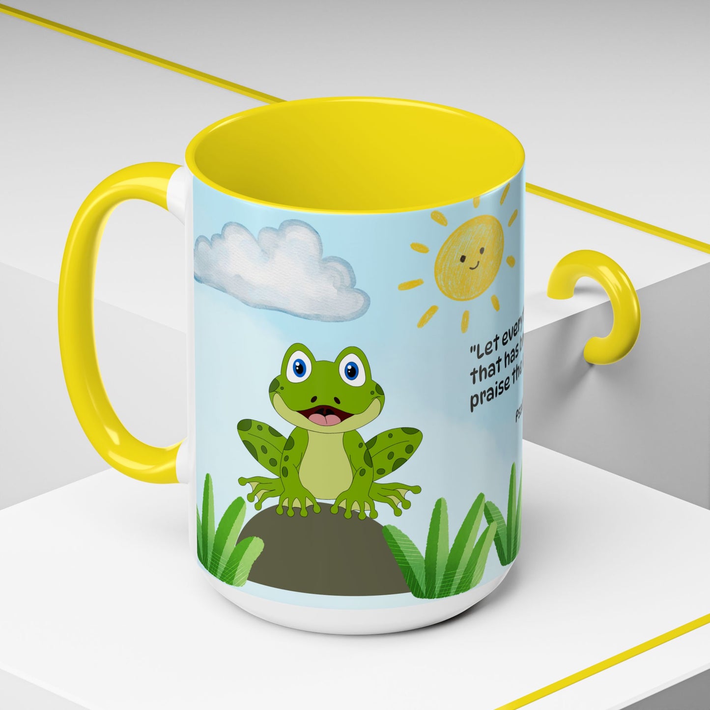 Frog Coffee Mug — Christian Ceramic Mug (Psalm 150:6)