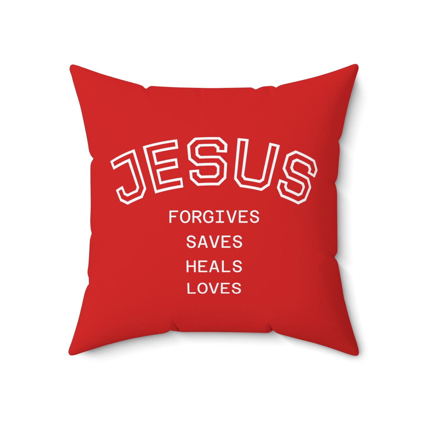 Jesus Square Pillow — Chrisian Decorative Throw Pillow, Red & White