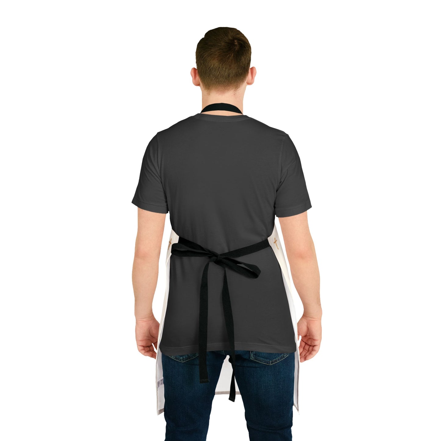 Christian Cross Creme Apron — large print, Faith Kitchen Apron