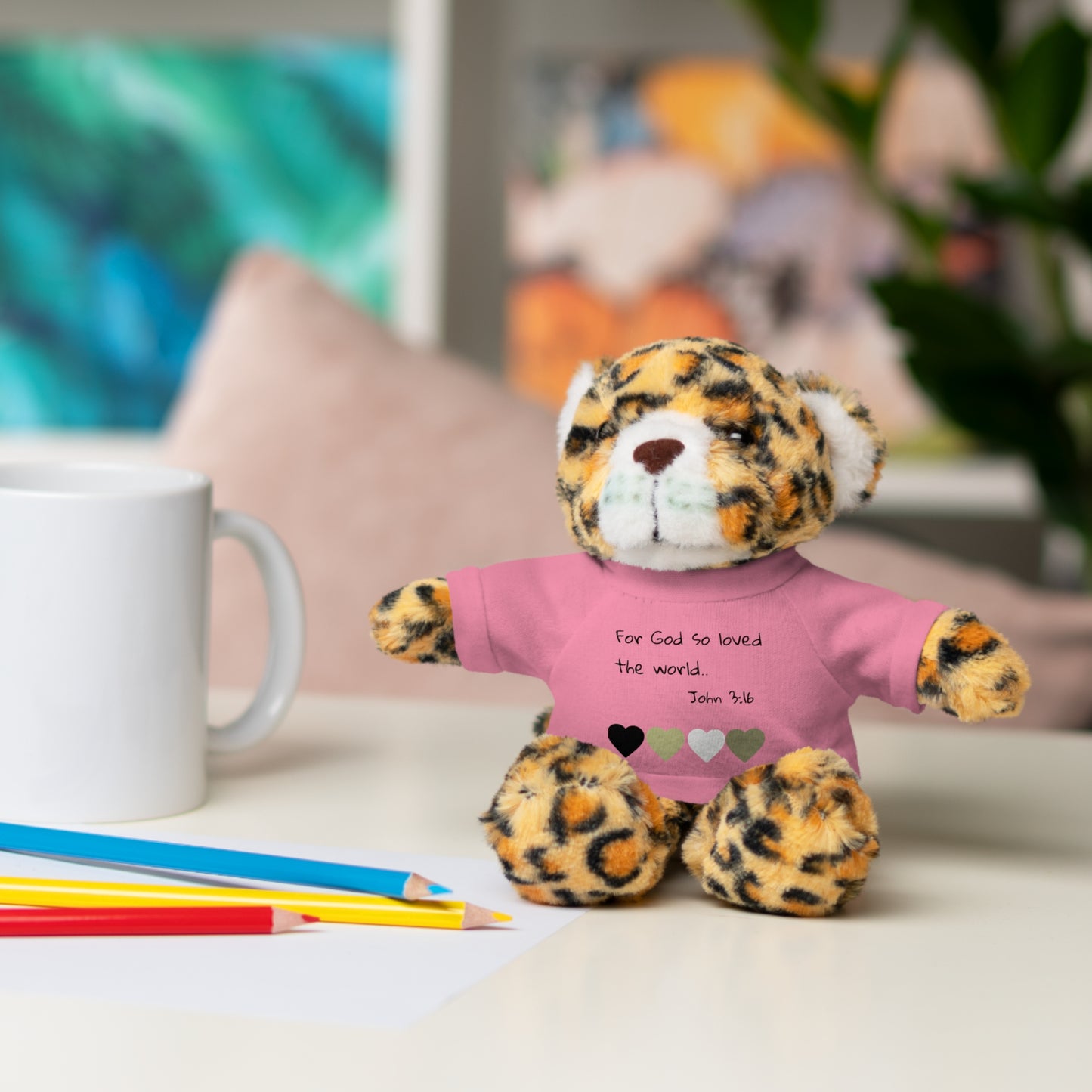 Christan Plush Toy, John 3:16  — Stuffed Animal with 'I Am a Child of God' T‑Shirt