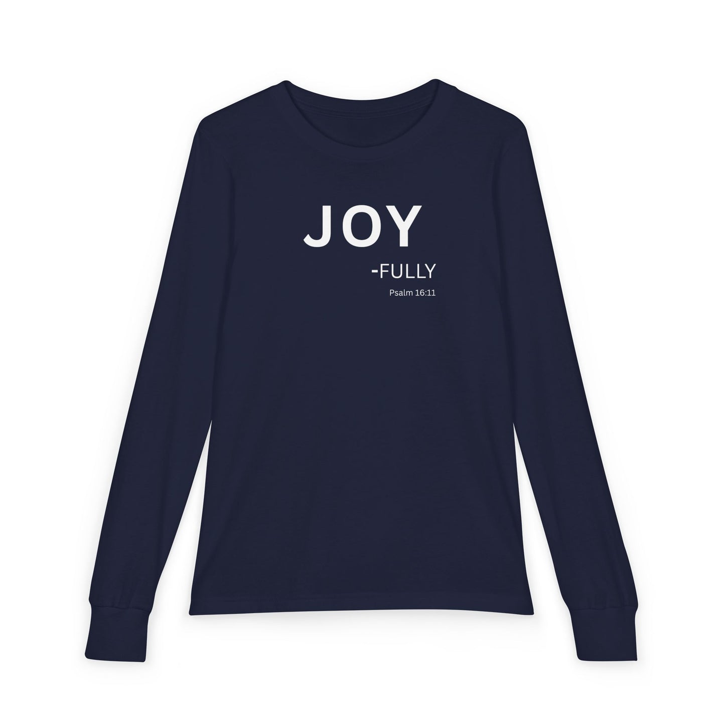 Joy-fully Psalm 16:11 Youth Jersey Long Sleeve Tee | Christian youth Shirt