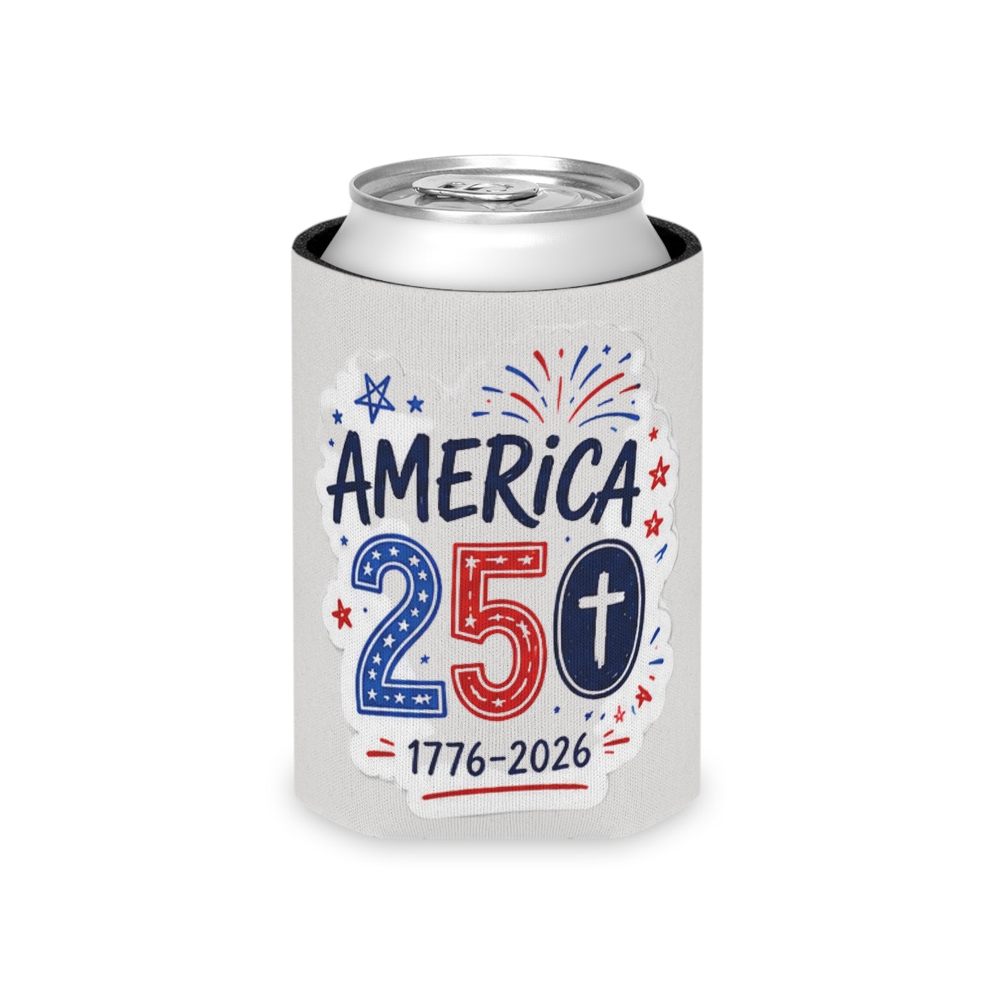 America 250 Can Cooler – 1776–2026 Patriotic Fourth of July Koozie