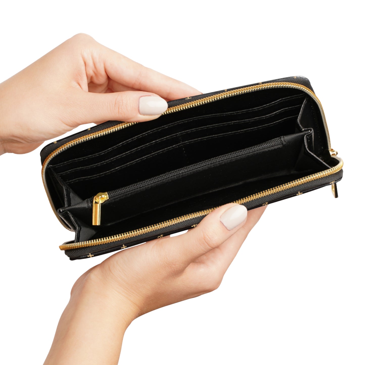 Black Zipper Wallet — Christian Signature Cross Wallet