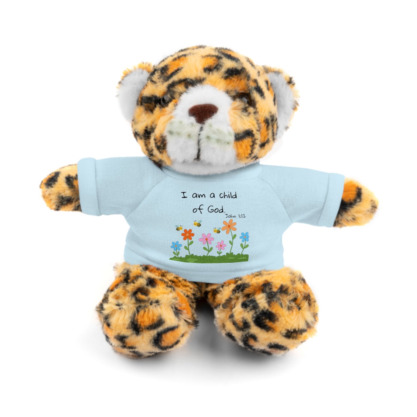Christan Plush Toy, John 1:12  — Stuffed Animal with 'I Am a Child of God' T‑Shirt