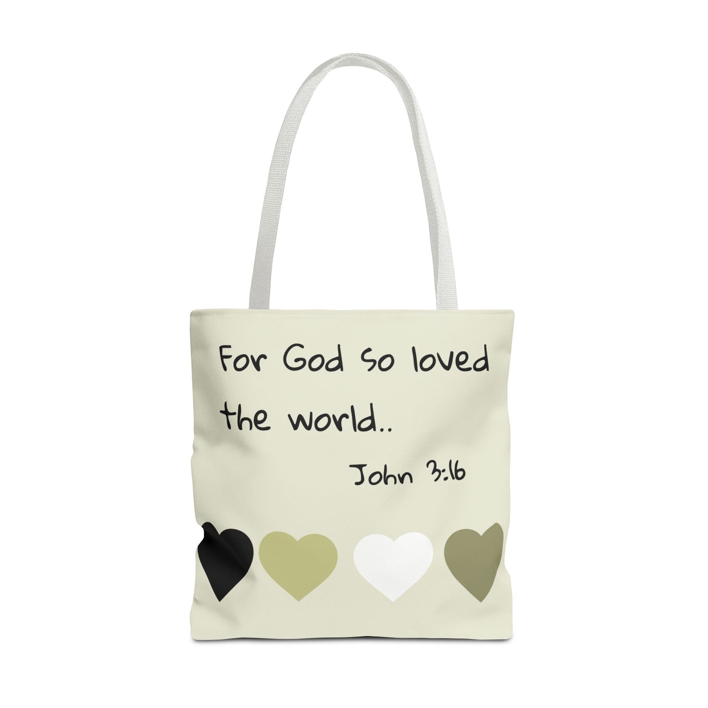 John 3:16 Scripture Tote Bag — "For God so loved the world" Religious Canvas Tote