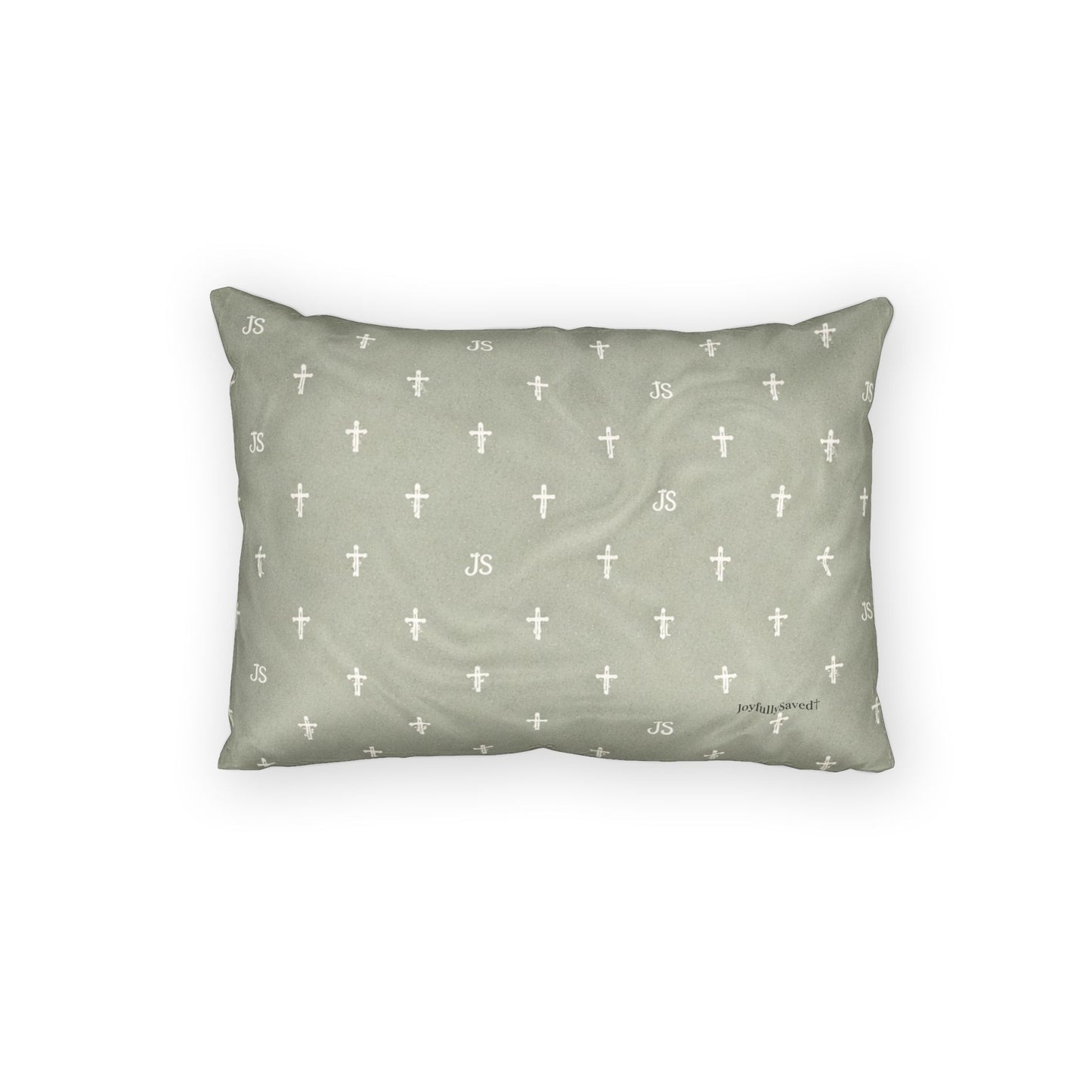 Cross Pattern Cotton Pillow Sham — Sage Green Christian Pillow Sham