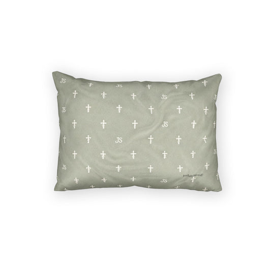 Cross Pattern Cotton Pillow Sham — Sage Green Christian Pillow Sham