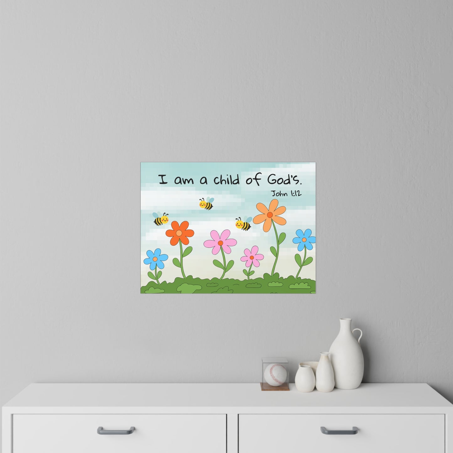 Christian Flower Wall Decal – "I am a child of God's" Nursery Art