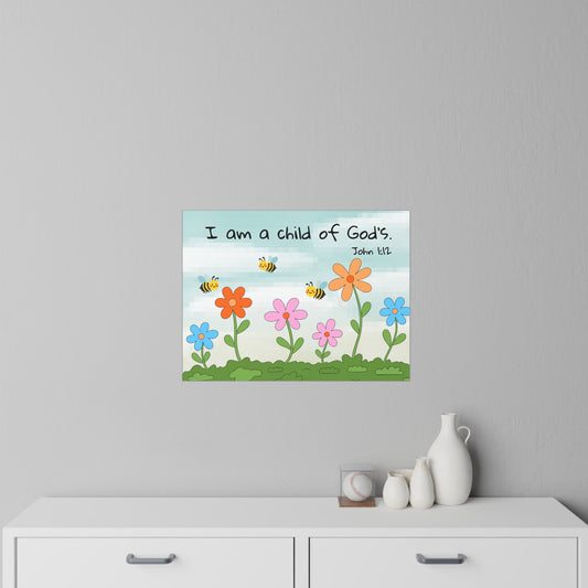 Christian Flower Wall Decal – "I am a child of God's" Nursery Art