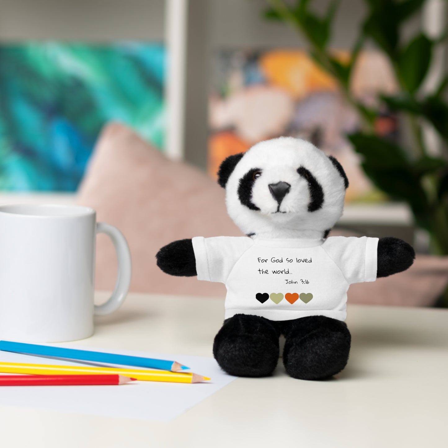 Christan Plush Toy, John 3:16  — Stuffed Animal with 'I Am a Child of God' T‑Shirt