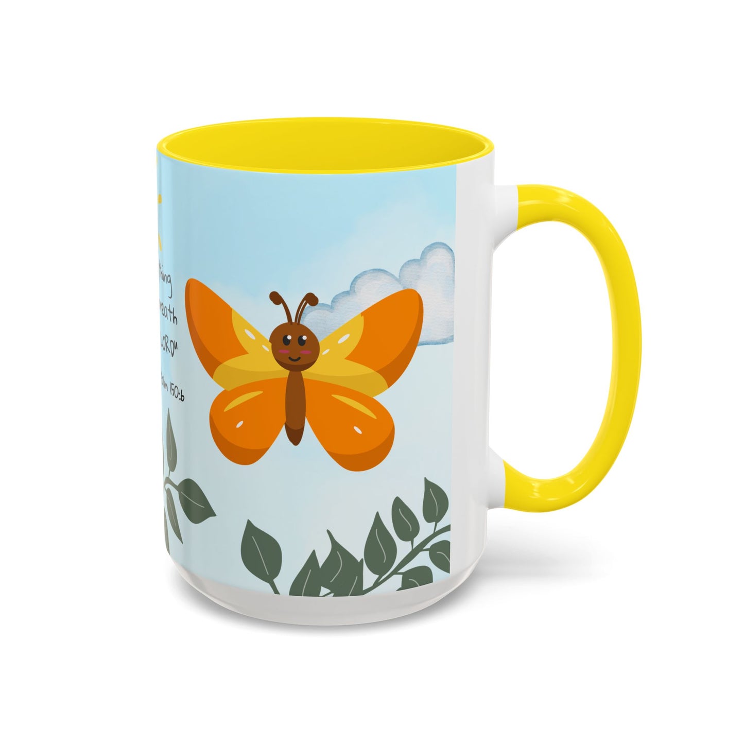 Butterfly Coffee Mug — Christian Ceramic Mug (Psalm 150:6)