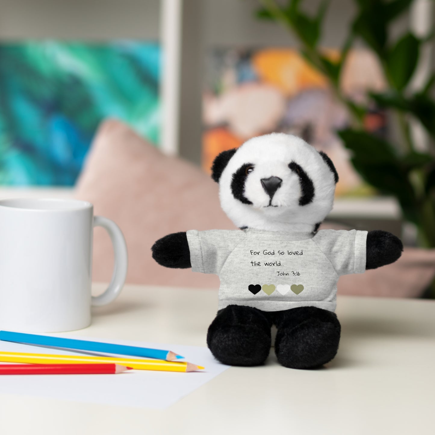 Christan Plush Toy, John 3:16  — Stuffed Animal with 'I Am a Child of God' T‑Shirt