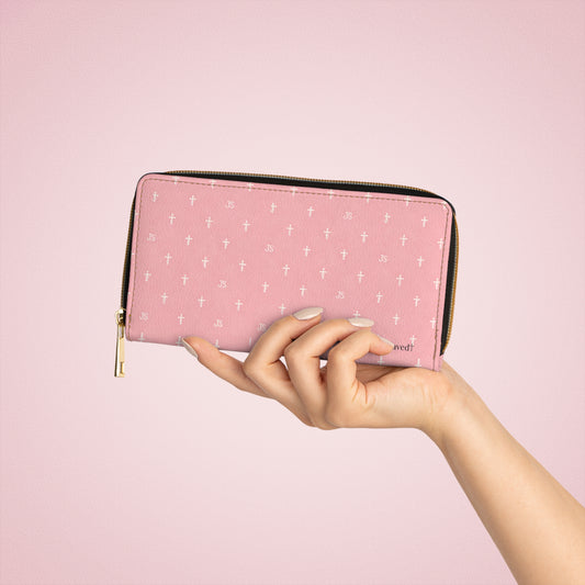 Pink Zipper Wallet — Christian Signature Cross Wallet