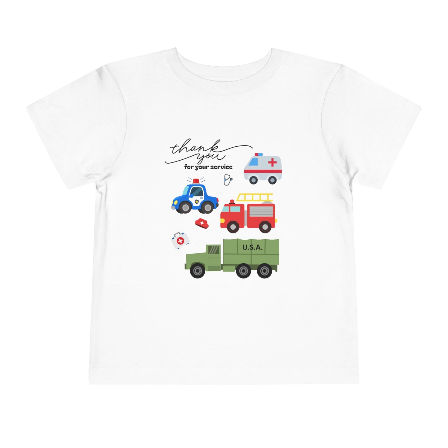 Christian Toddler Tee — Emergency Vehicle Graphics (John 15:13)