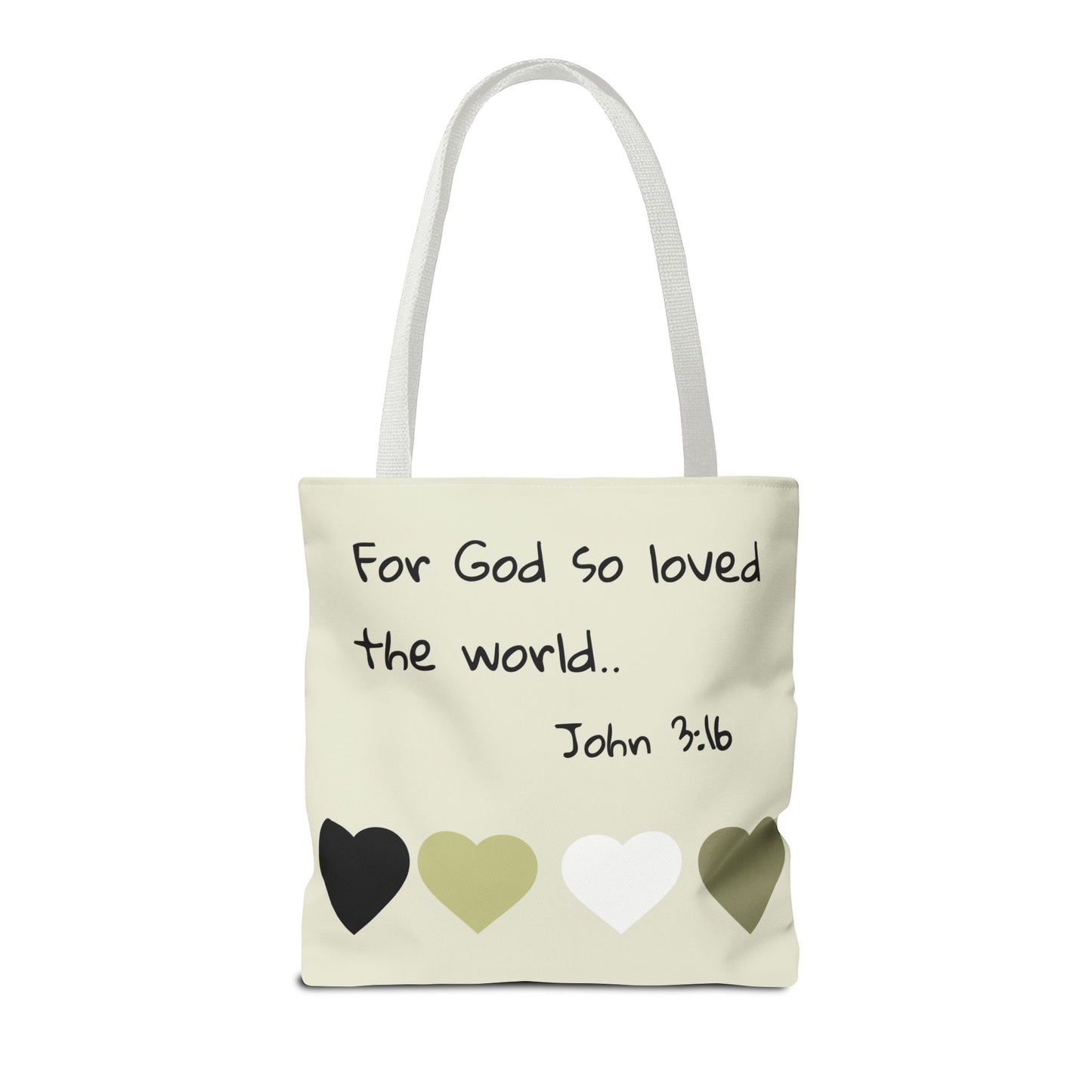 John 3:16 Scripture Tote Bag — "For God so loved the world" Religious Canvas Tote