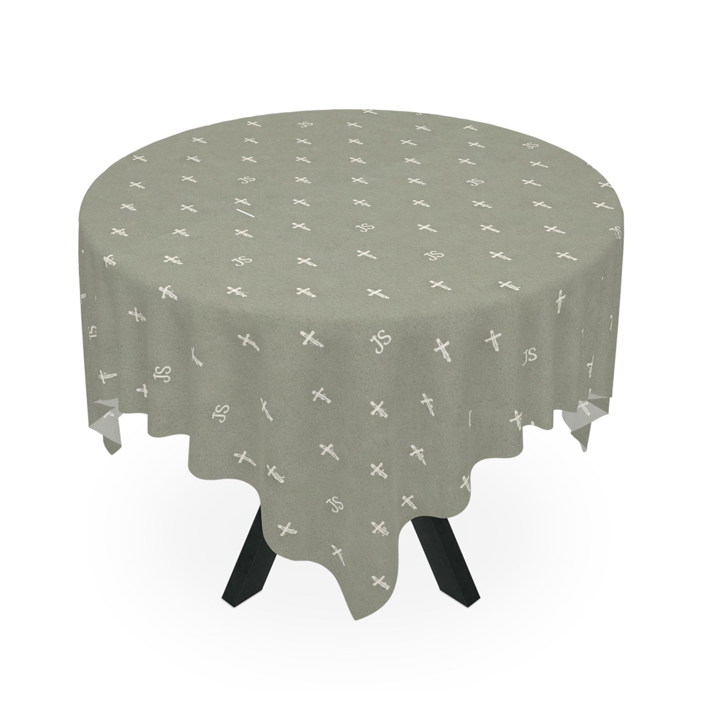 Sage Cross Pattern Tablecloth — Christian Design for Everyday & Holiday Dining