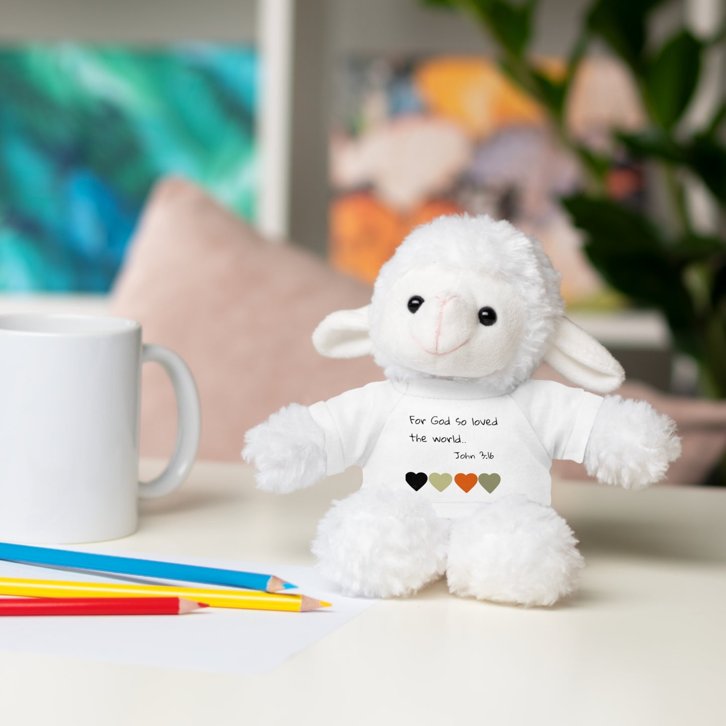 Christan Plush Toy, John 3:16  — Stuffed Animal with 'I Am a Child of God' T‑Shirt