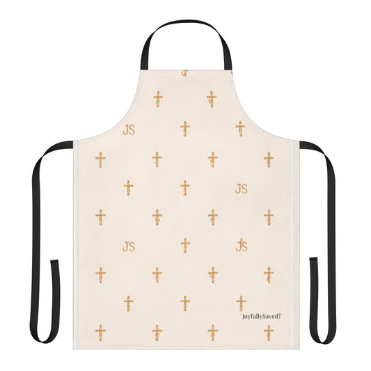 Christian Cross Creme Apron — large print, Faith Kitchen Apron