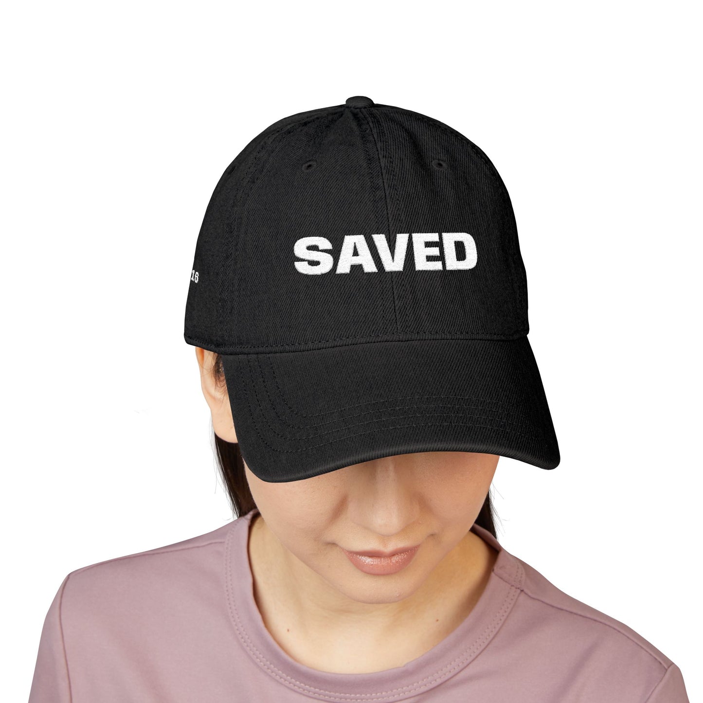 Saved Denim Hat — Embroidered John 3:16 Faith Cap
