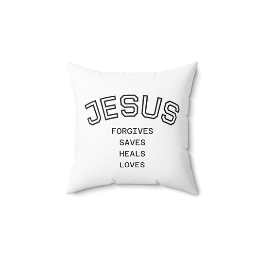 Jesus Square Pillow — Chrisian Decorative Throw Pillow, White & Black