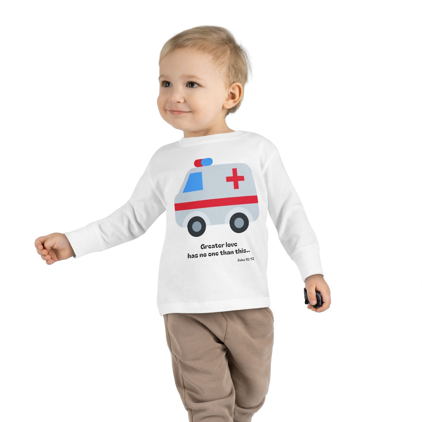 Christian Toddler Long Sleeve Tee — Ambulance Kids Shirt (John 15:13)