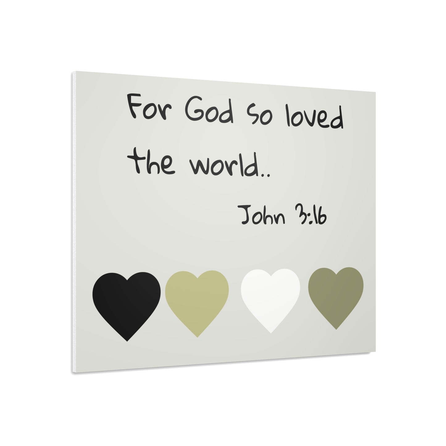 Foam Board — "For God So Loved the World" John 3:16 Christian Wall Art (Hearts Accent)