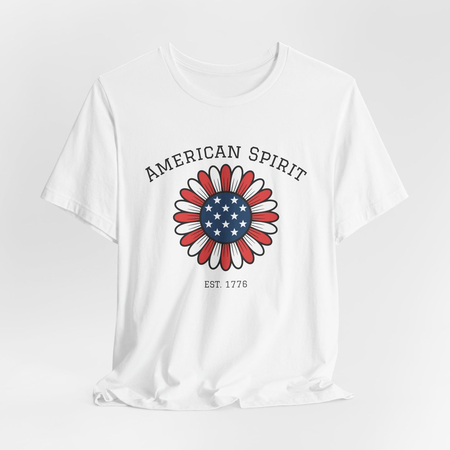 American Spirit T-Shirt — Patriotic Daisy Graphic Tee (Est. 1776)