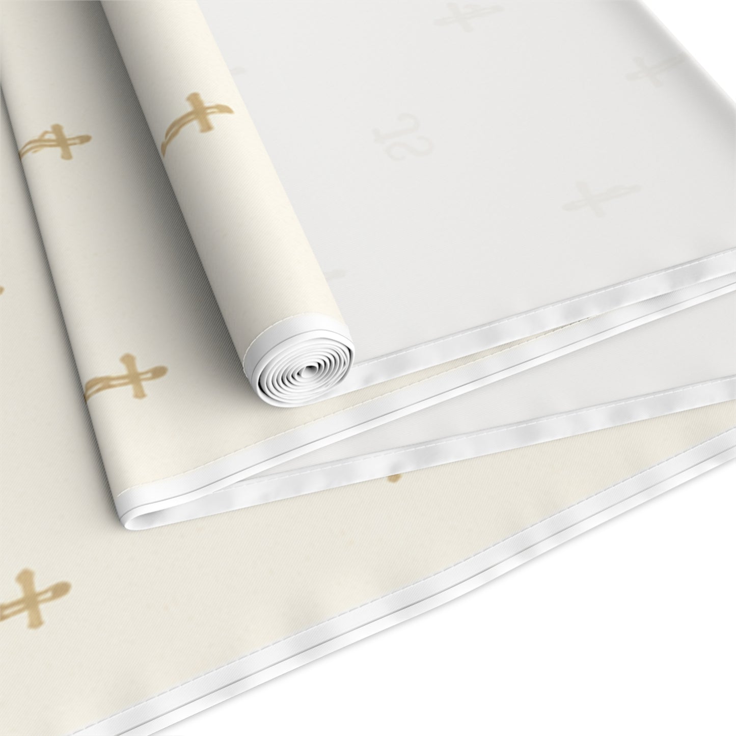 Signature Cross Table Runner, Cream — JoyfullySaved Faith-Inspired Cotton/Poly Decor