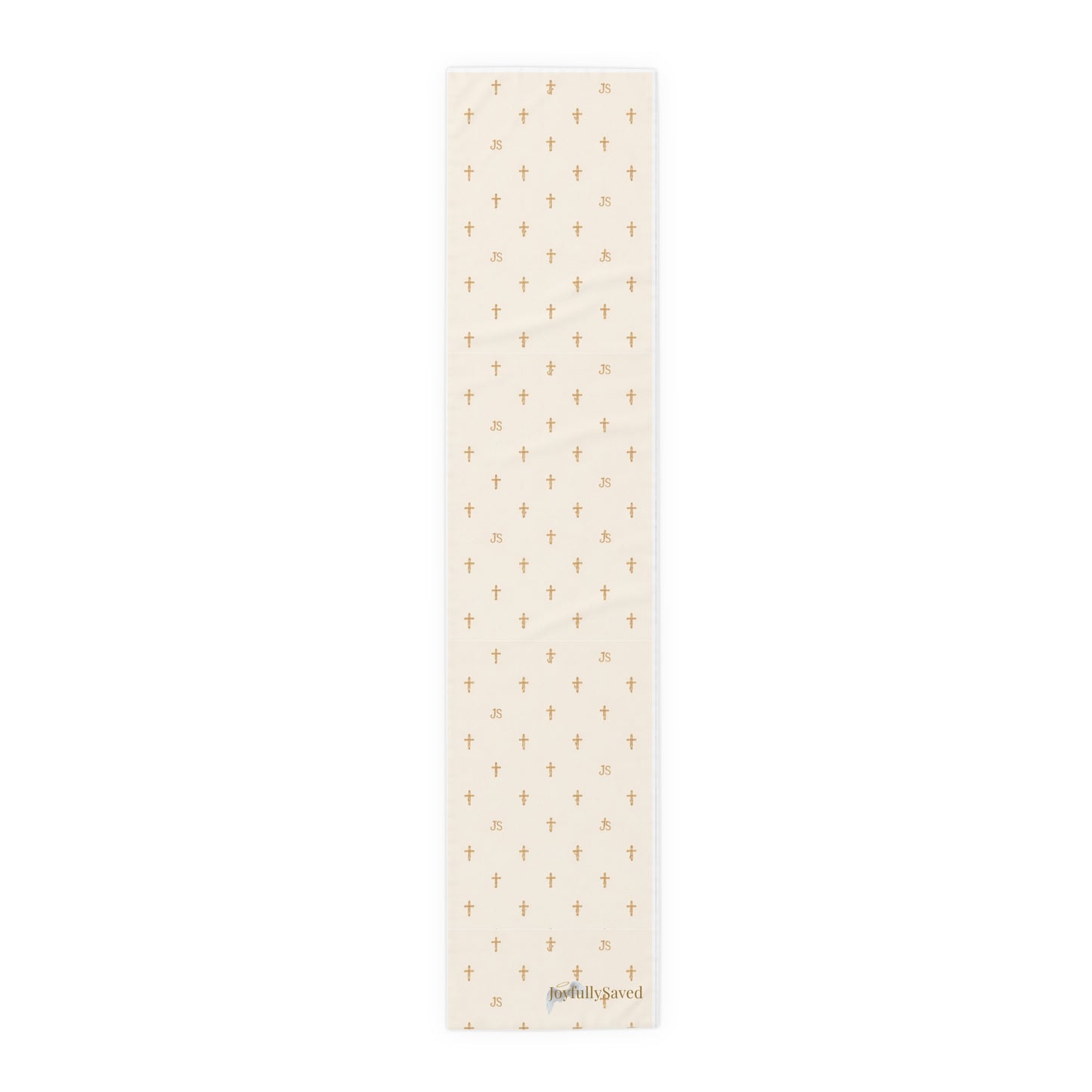 Signature Cross Table Runner, Cream — JoyfullySaved Faith-Inspired Cotton/Poly Decor