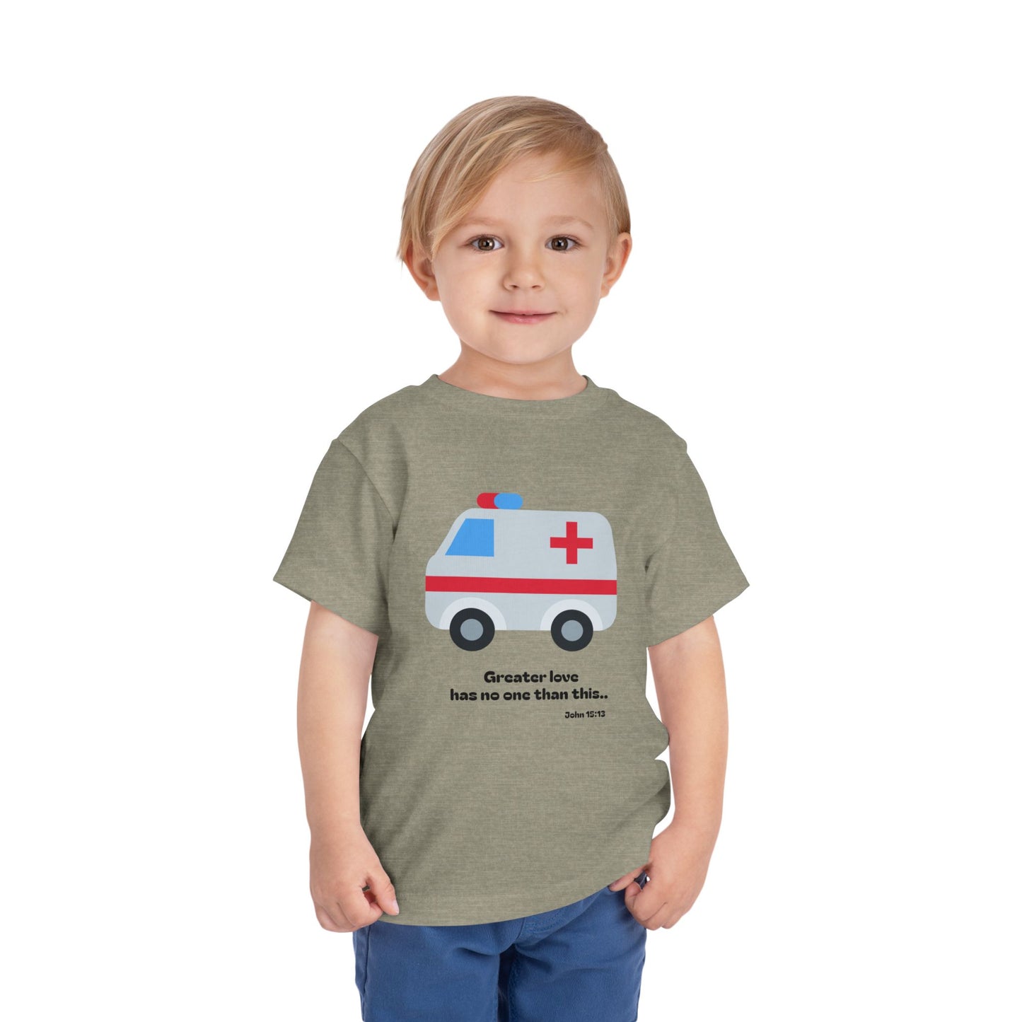 Christian Toddler Tee — Ambulance Graphic (John 15:13)
