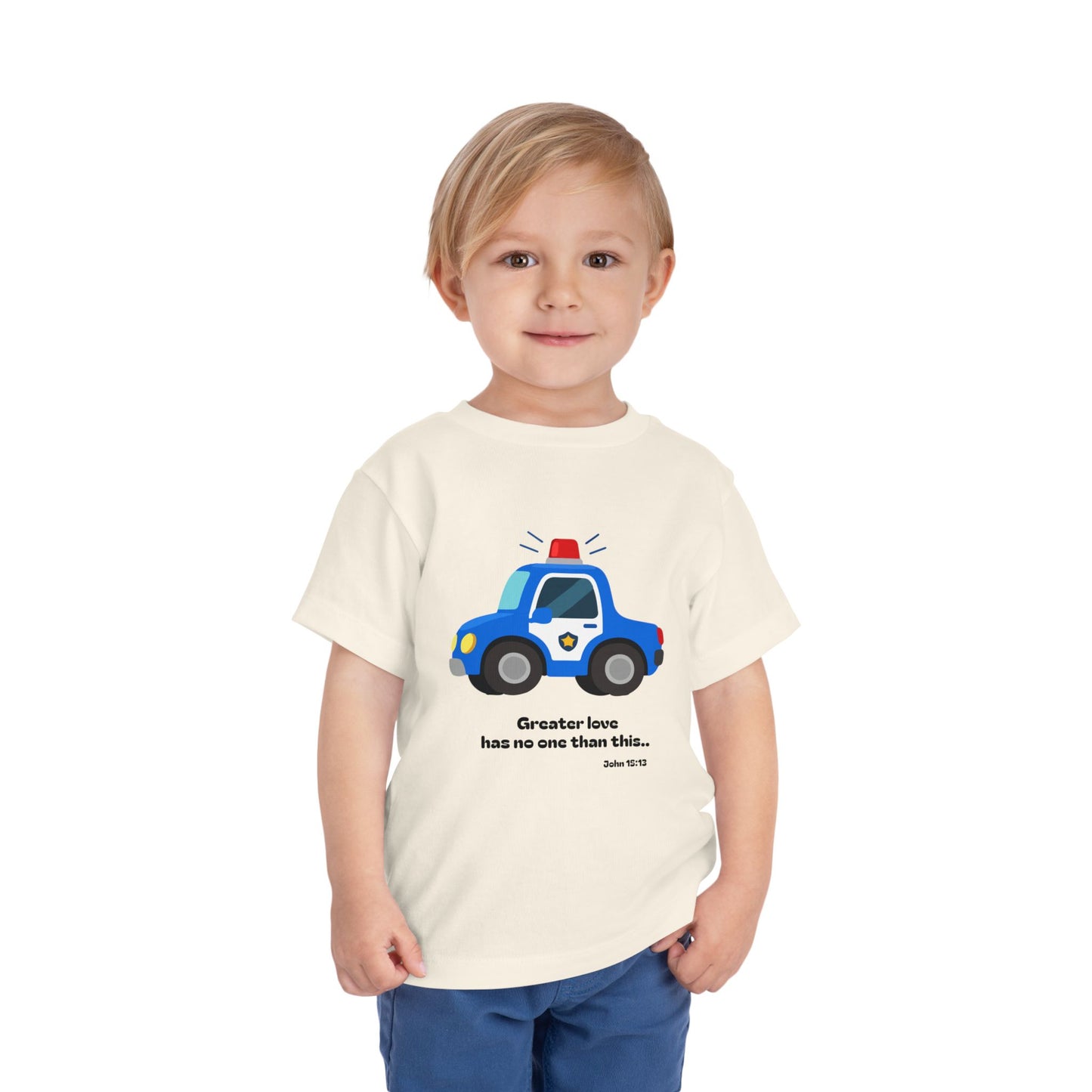 Christian Toddler Tee — Police Car Graphic (John 15:13)