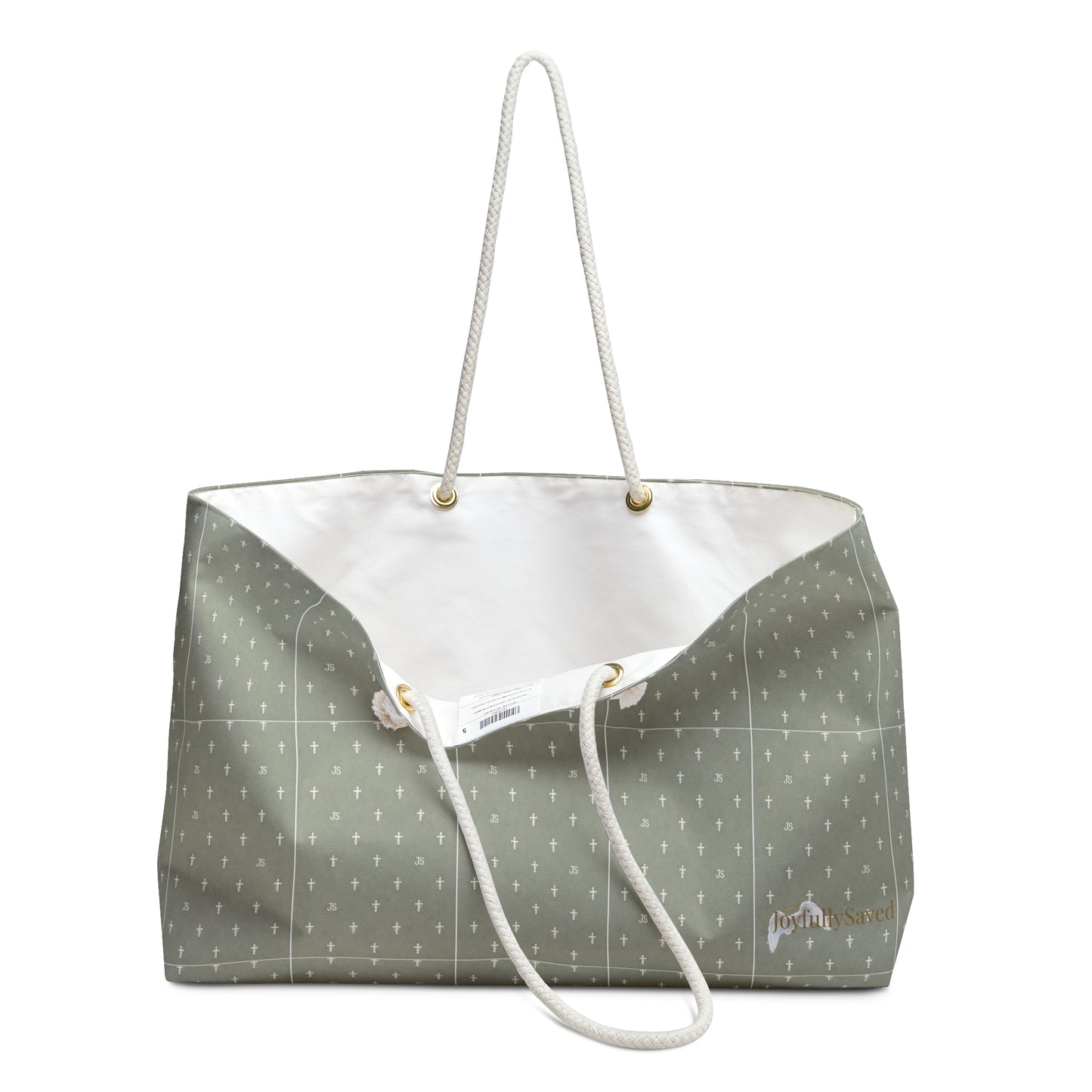 JOYFULLY SAVED Weekender Bag —Christian, Sage colored Travel Tote