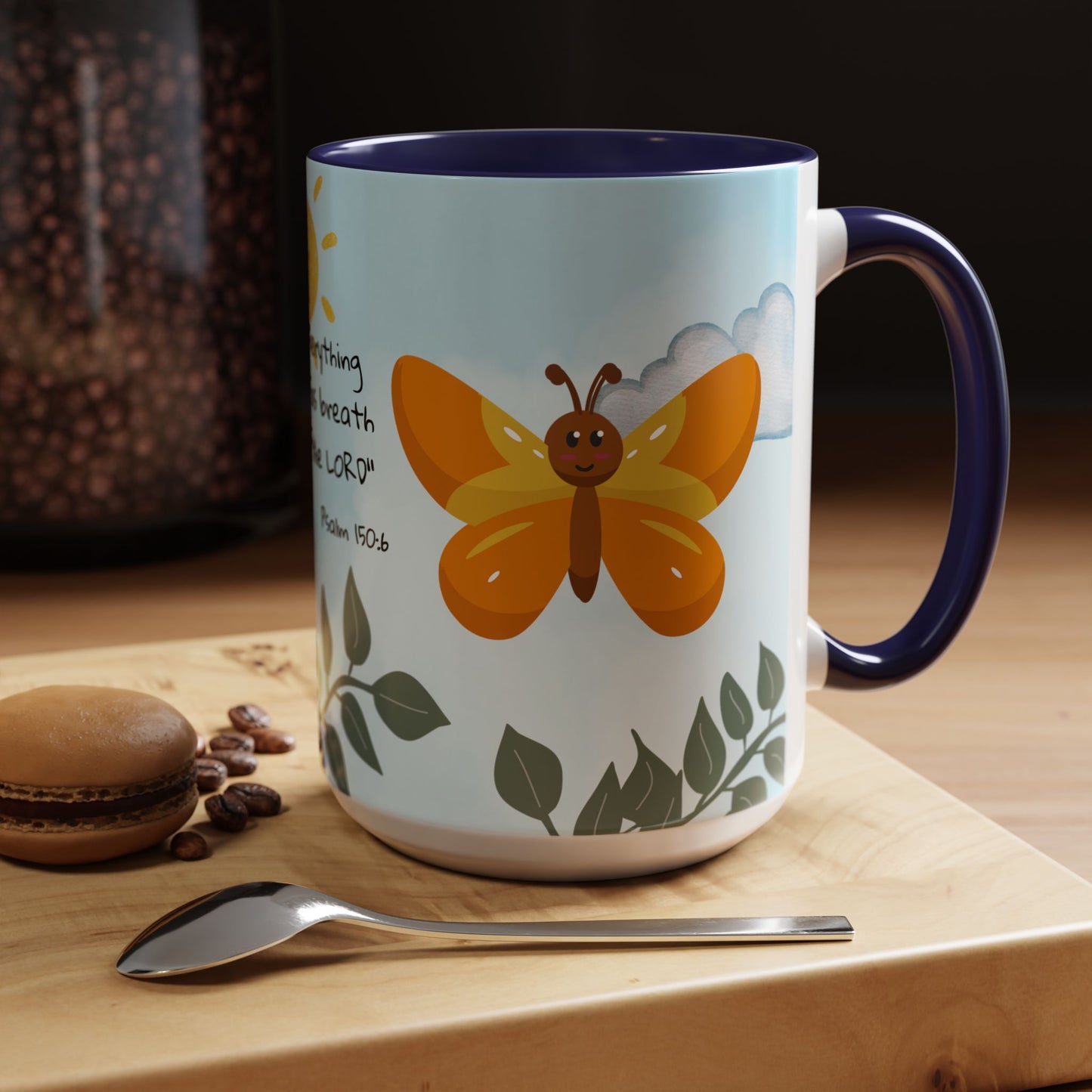 Butterfly Coffee Mug — Christian Ceramic Mug (Psalm 150:6)