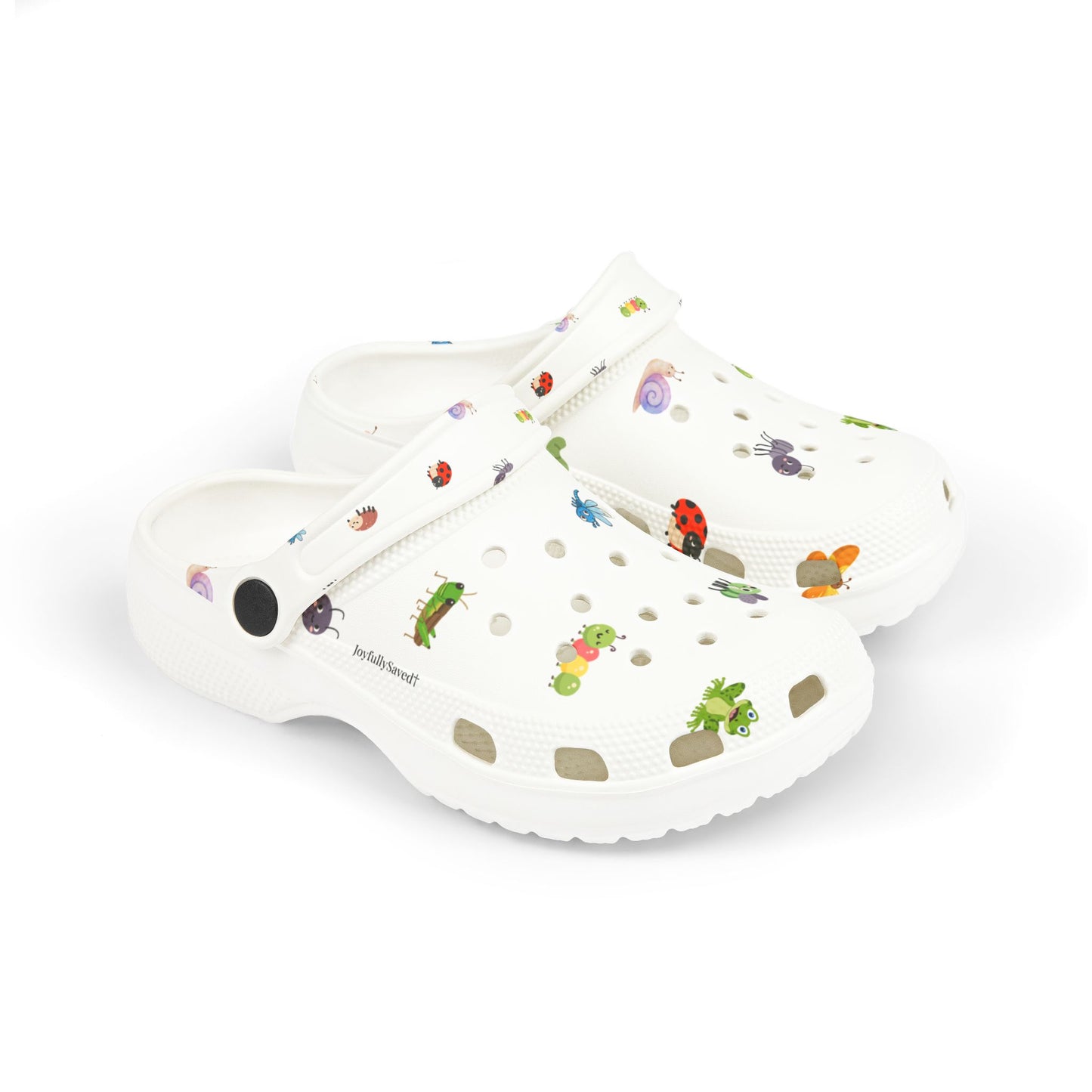 Kids EVA Foam Clogs  with Charms— "Bugs & Blessings" Pattern Christian Slip-Ons
