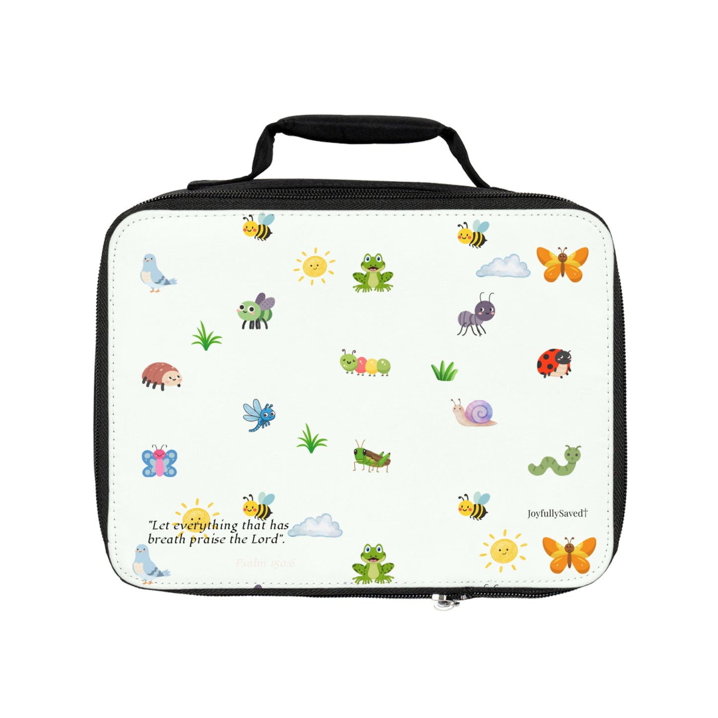 Christian Lunch Bag — Cute Colorful Bugs (Psalm 150:6)
