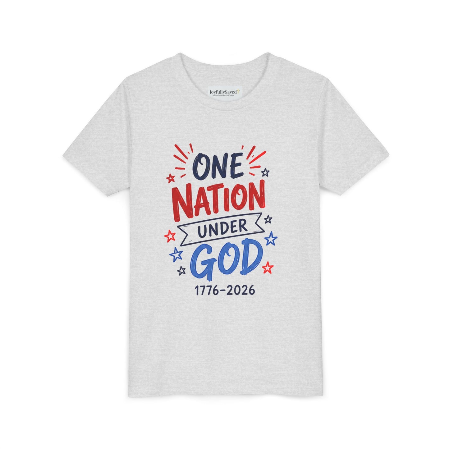 Youth Tee — Patriotic USA 250th Anniversary | "Blessed is the nation" (Psalm 33:12)