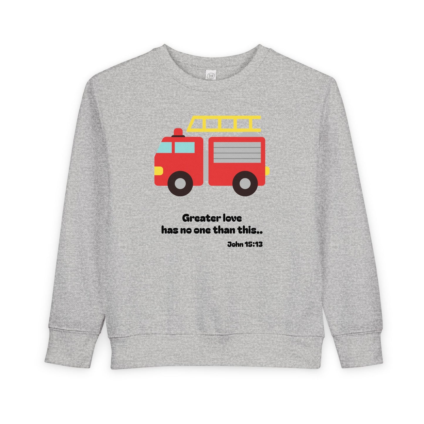 Christian Toddler Sweatshirt • Fire Truck Kids Pullover (John 15:13)